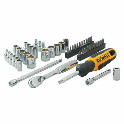 DeWALT  1/4" Drive 50 Piece Mechanics Socket Bits 72 Tooth Ratchet Tool Set Kit