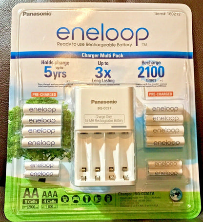 Eneloop Rechargeable Battery Charger Multi Pack NiMH 8 AA 4 AAA Battery Charger