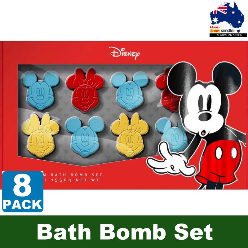 Disney 8 Pack Mickey And Minnie Spa Skincare Bath Bomb Set Soothing & Nourishing