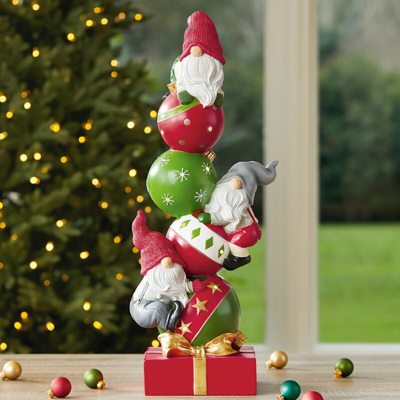 Stacked Gnomes 50cm Batteries Powered LED Lights Christmas Decoration Statue