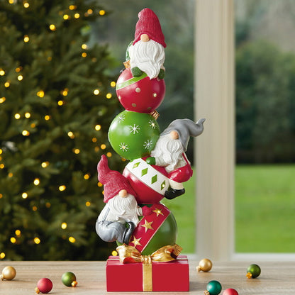 Stacked Gnomes 50cm Batteries Powered LED Lights Christmas Decoration Statue