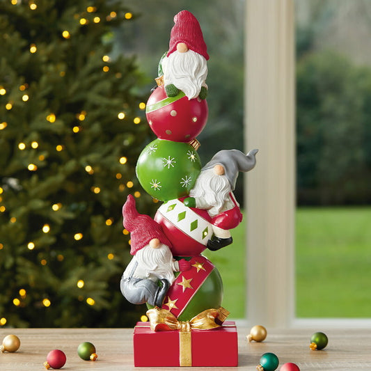Stacked Gnomes 50cm Batteries Powered LED Lights Christmas Decoration Statue