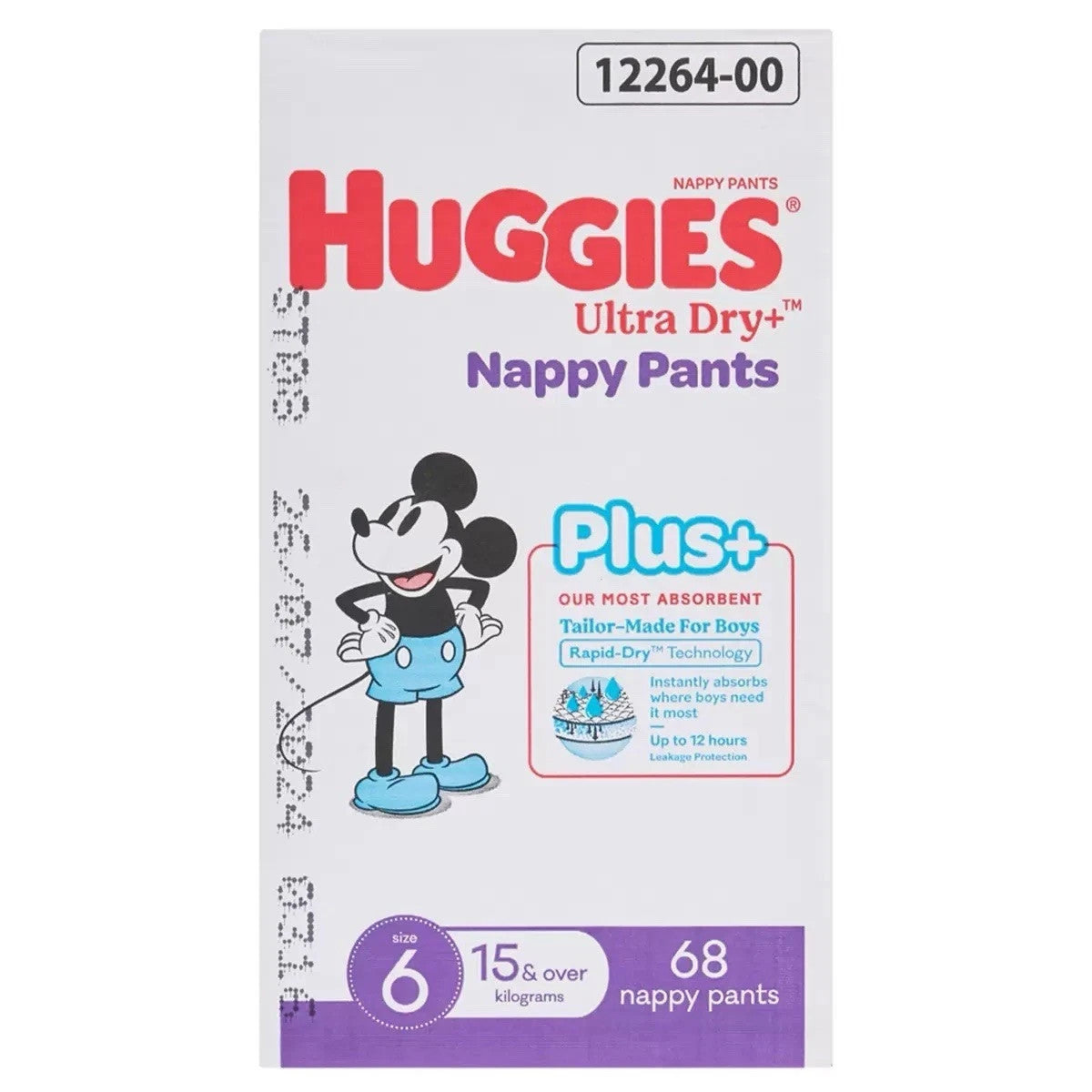 Huggies Boys  Size 6 Ultra Dry Nappy Pants Plus 68 Piece For Boys Pads 15Kg+