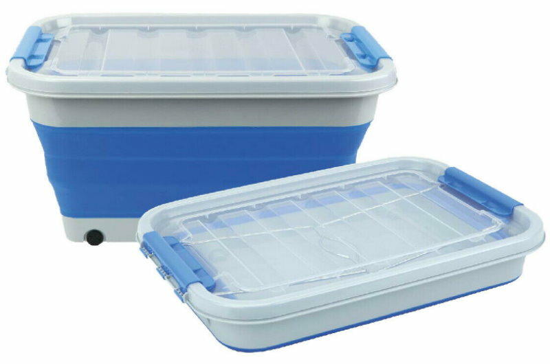 Addis Housewares 30 Litre Collapsible Storage Tote with Lid and Wheels