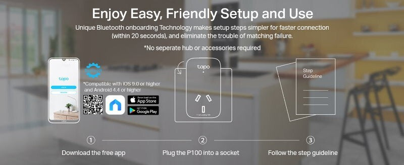 TP-Link Tapo P100 V2.20 Mini Smart Wi-Fi Socket AU Plug - Remote & Voice Control