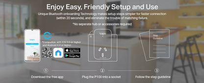 TP-Link Tapo P100 V2.20 Mini Smart Wi-Fi Socket AU Plug - Remote & Voice Control