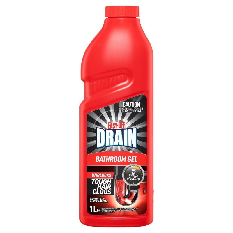 Easy-Off Drain Turbo Gel 1L Bathroom Gel Drain Cleaner Hair Drain Clog Remover