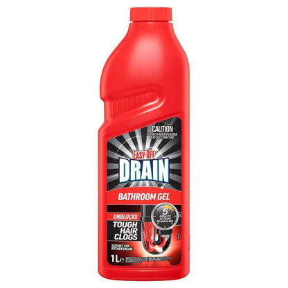Easy-Off Drain Turbo Gel 1L Bathroom Gel Drain Cleaner Hair Drain Clog Remover