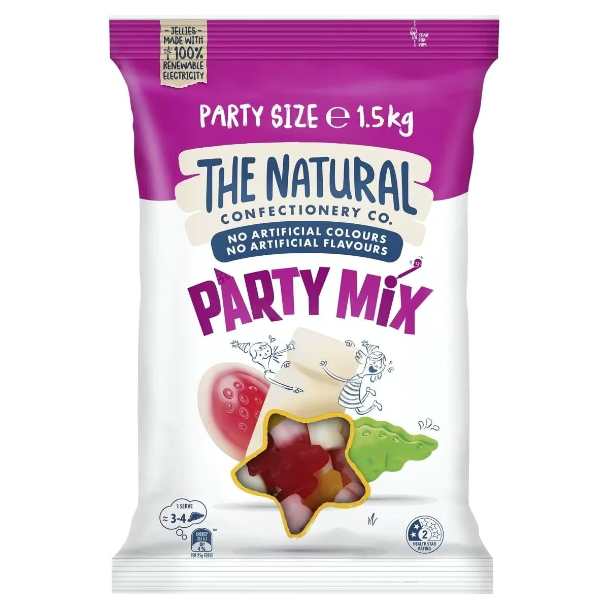 The Natural Confectionery Party Mix Chewy Gummy Candy Lollies Party Pack 1.5kg