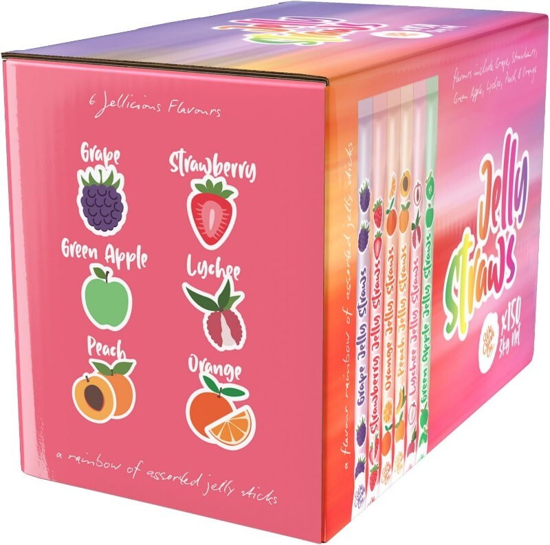 We Crush On 150-Pack 6 Fruit Jelly Straws Sticks 3kg Fun & Fruity Chewy Treats
