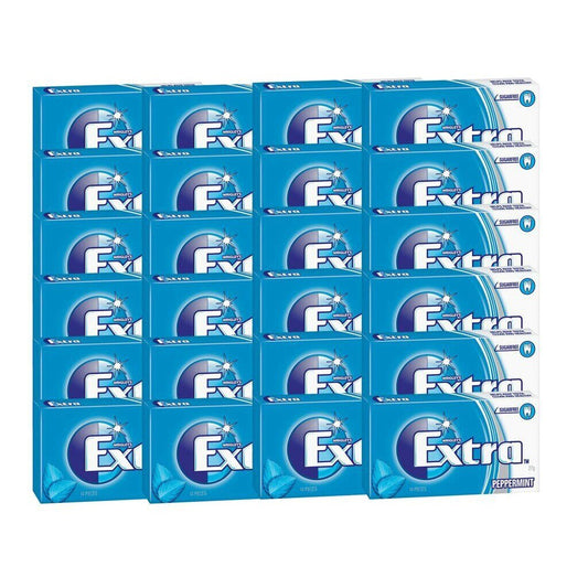 24 x 27g pack Wrigleys Extra Peppermint Sugarfree Chewing Gum Fresh Mint Breath