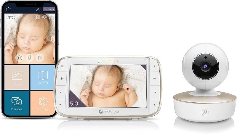 Motorola VM855 Connect 5" Portable Wi-Fi Video Audio Baby Monitor w/ Crib Mount