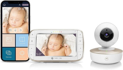 Motorola VM855 Connect 5" Portable Wi-Fi Video Audio Baby Monitor w/ Crib Mount