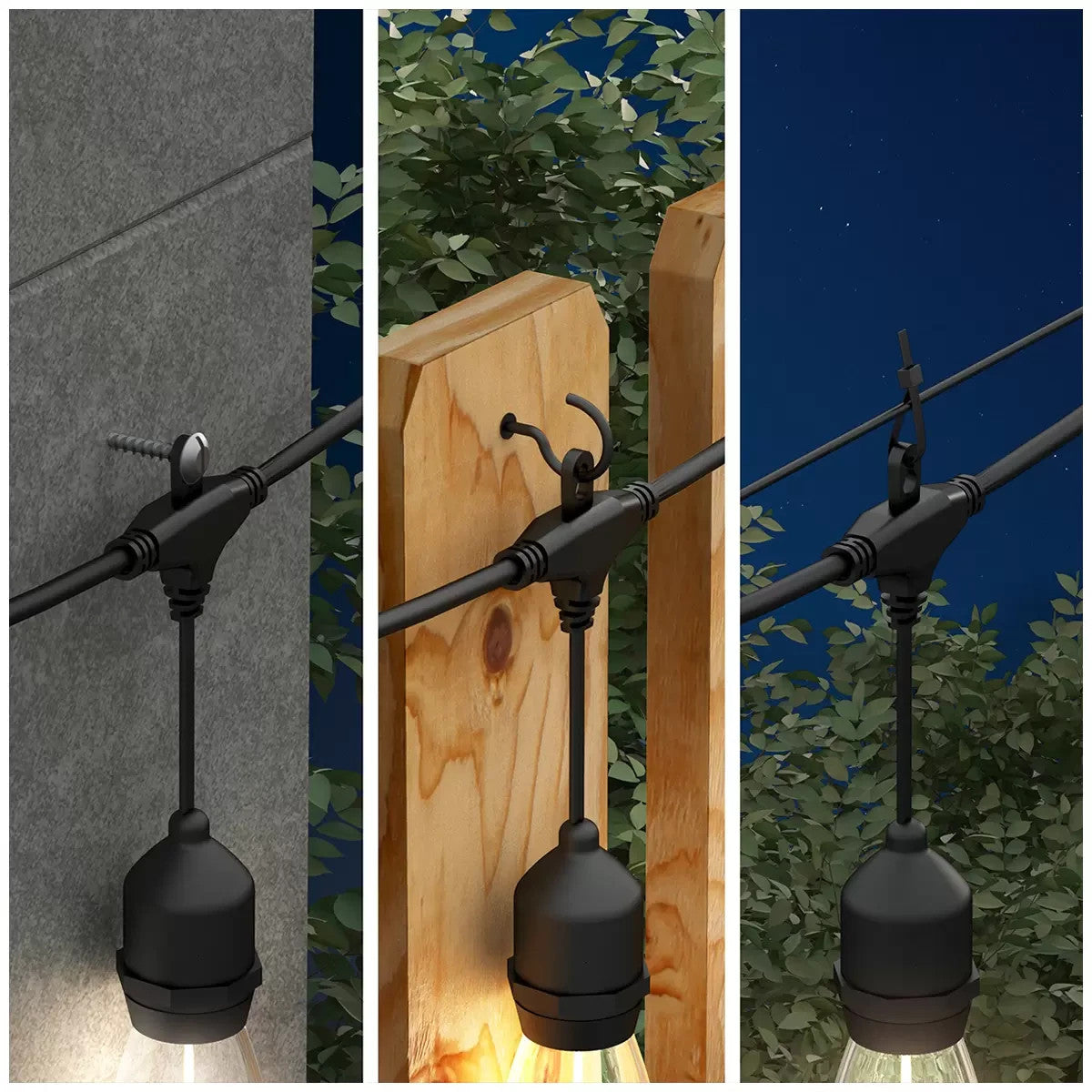 12.8m Solar String Lights 20 LED Bulb Festoon Party USB-C Outdoor Weather Resist