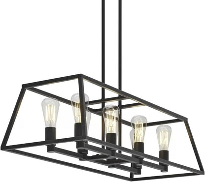 Artika Carter Long 8 Light Chandelier Matte Black, Adjustable Height