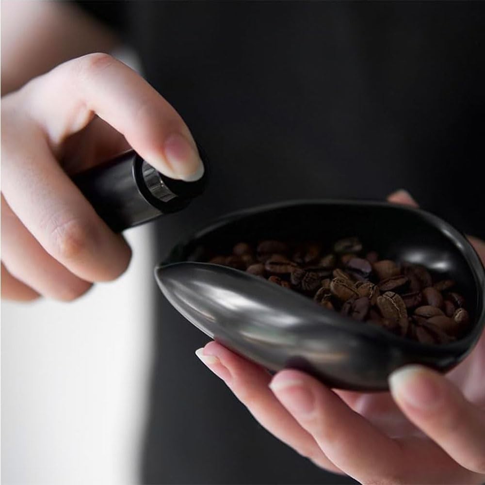 Ceramic Coffee Bean Dosing Cup Black Espresso Barista Vessel for Home Cafe Use