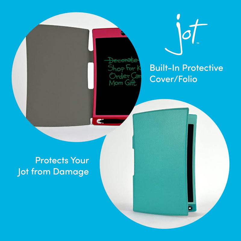 Boogie Board 8.5" Jot Reusable Writing Tablet with Protective Folio, Magnets