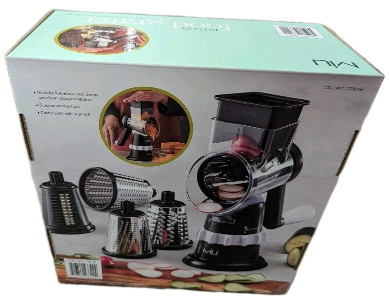 MIU 5-in-1 Rotary Drum Grater & Slicer with Suction Base, 5 Replaceable Drum
