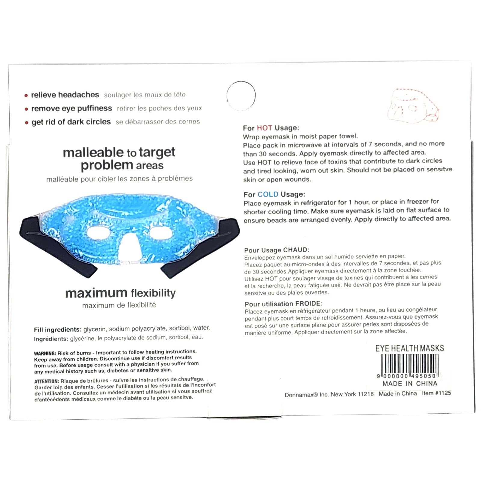 Therapeutic Gel Bead Eye Mask Reusable Hot Cold Compress Puffy Eyes & Migraine