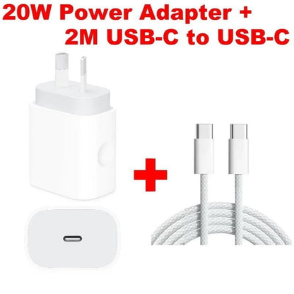 GENUINE Apple 20W Power Adapter / USB-C to Lightning or USB-C Charge Cable