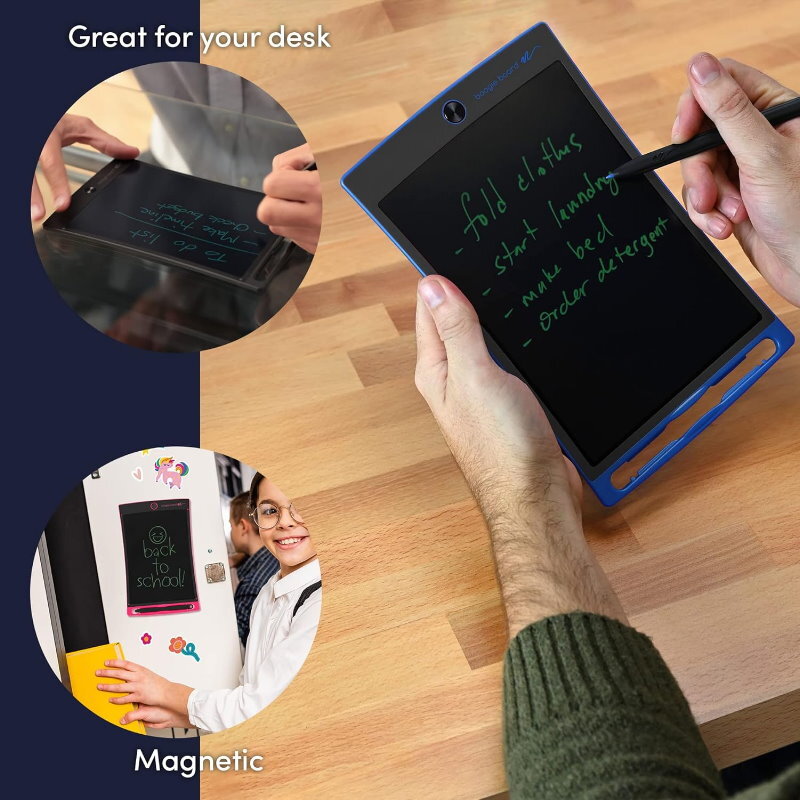 Boogie Board 8.5" Jot Reusable Writing Tablet with Protective Folio, Magnets