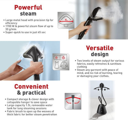 Tefal Pro Style One Upright Garment Steamer 1700W Powerful Steam Heat-Up 45s