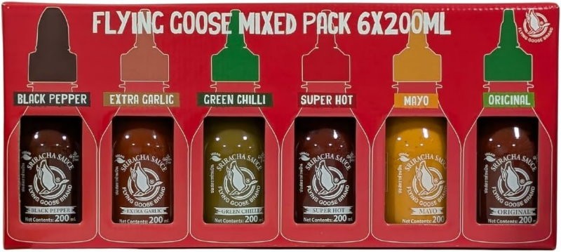 Flying Goose 6-Pack Sriracha Chilli Sauce Selection Mixed Flavours Spicy Set