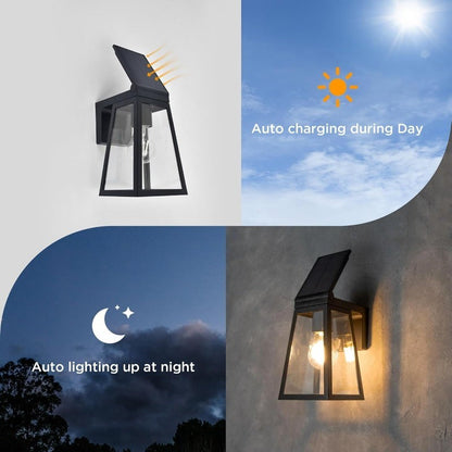 LUTEC 2-Pack Solar LED Coach Porch Light Aluminium Dusk to Dawn Wall Lights