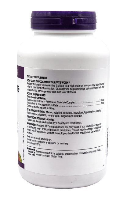 Webber Naturals Glucosamine Sulfate 1500mg Ultimate Joint Pain Relief 180 Tablet