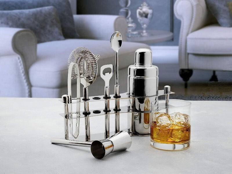 Mikasa 6-Piece Stainless Steel Luxe Bar Tool Set with Stand - Elegant Set