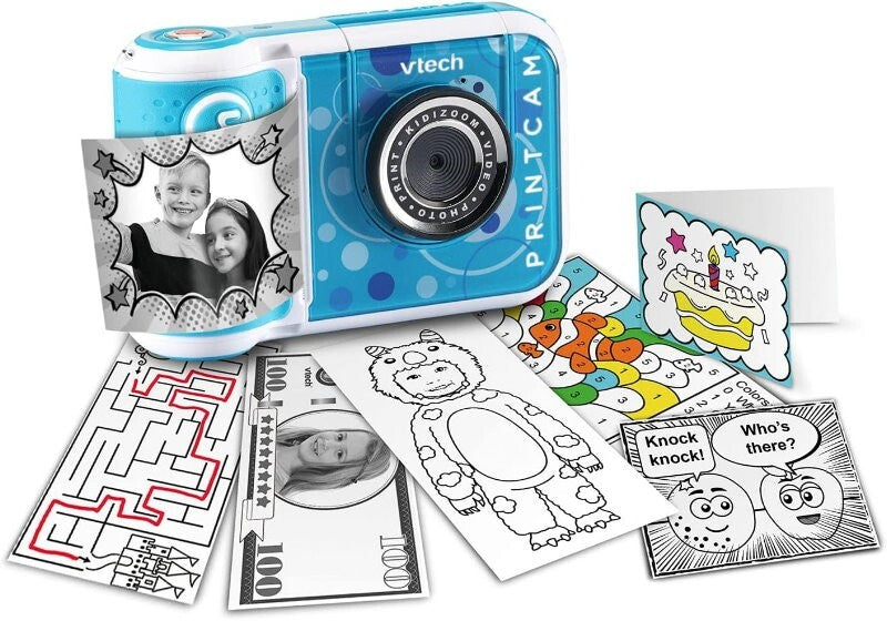 VTech KidiZoom Print Cam with 4 Paper Rolls & 2 Stickers Rolls - Kid Camera Blue