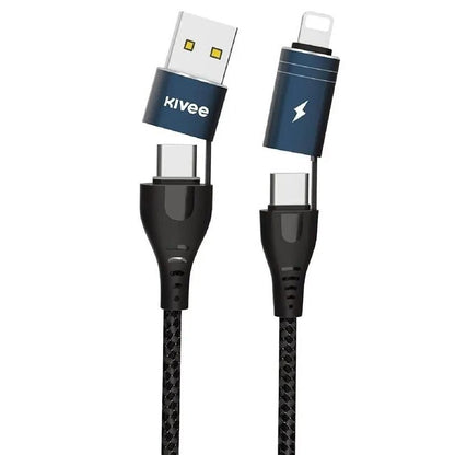 Kivee 4-in-1 Multi Fast Charging Cable USB-C 8 Pin to Type C USB Charging Cable