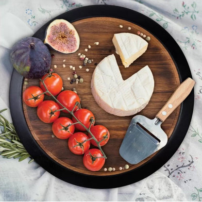 BIRDROCK HOME 18" Wood Chalkboard Lazy Susan Turntable Organizer with Pencil