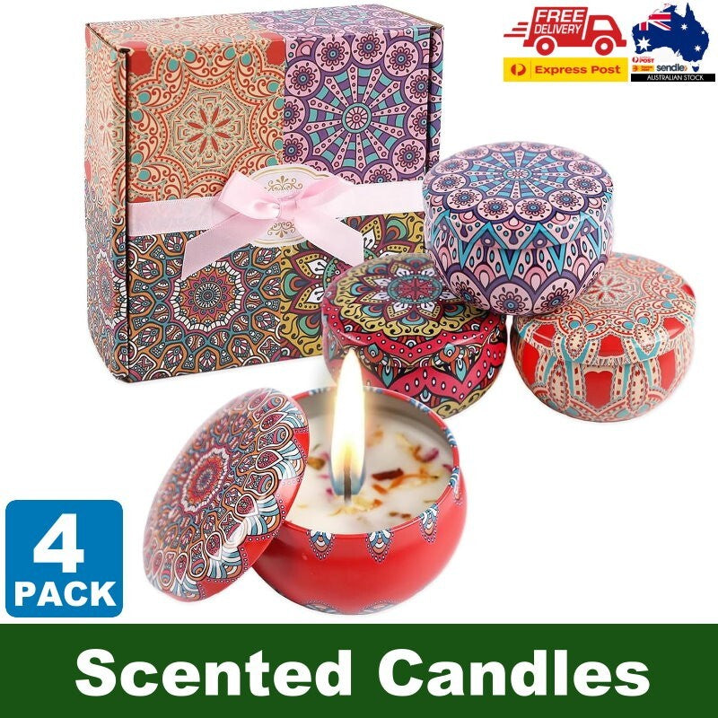 4-Pack Scented Candles Folk Style Aromatic Soy Wax Candle Gift Set 4 x 2.5 oz