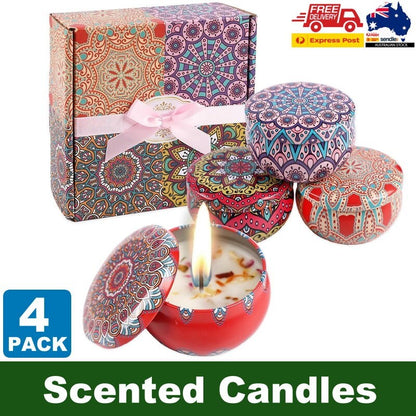 4-Pack Scented Candles Folk Style Aromatic Soy Wax Candle Gift Set 4 x 2.5 oz
