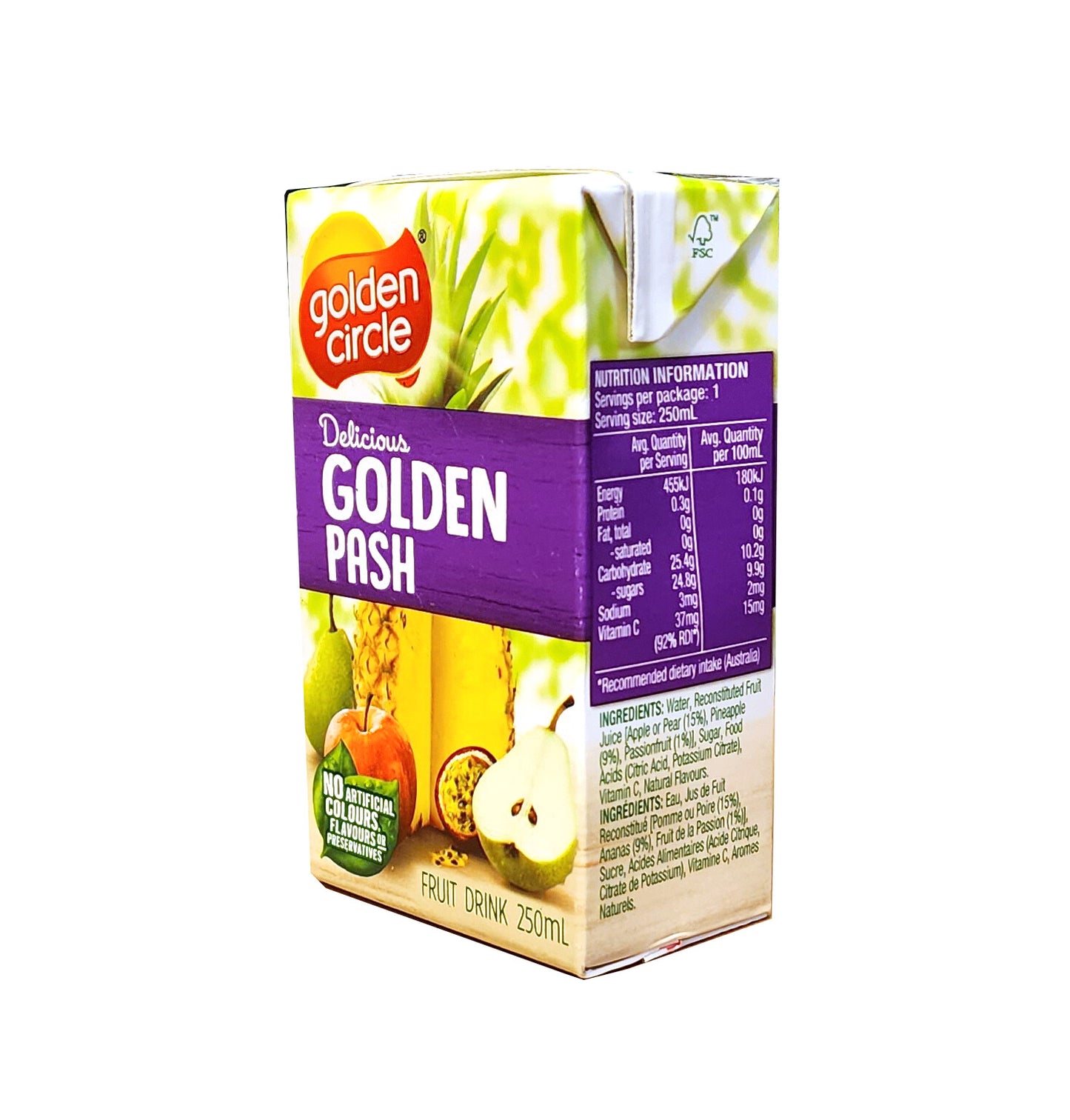 24 x 250mL Golden Circle Kids Fruit Drink Lunch Box Popper Multipack Golden Pash