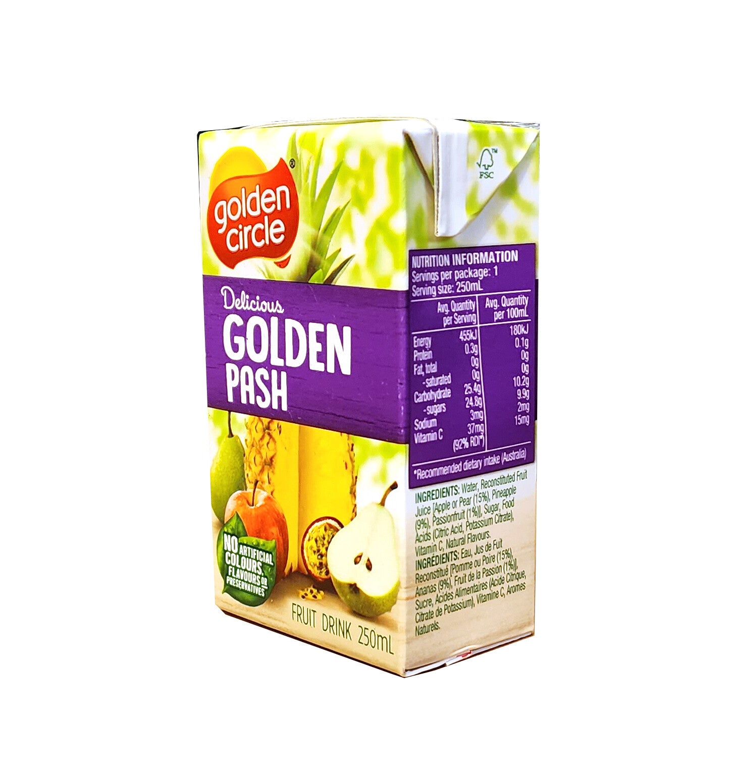 24 x 250mL Golden Circle Kids Fruit Drink Lunch Box Popper Multipack Golden Pash