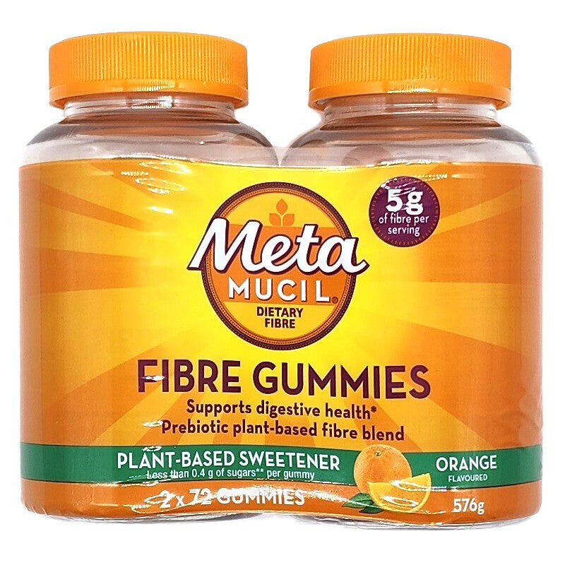 Metamucil Fiber Supplement Gummies Sugar Free Orange Flavour 5g Prebiotic Plant