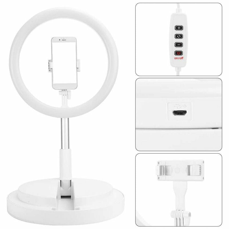 TEQ Y2 Foldable 11" LED Ring Light 3 Colour Modes w/ Base for iPhone & Android