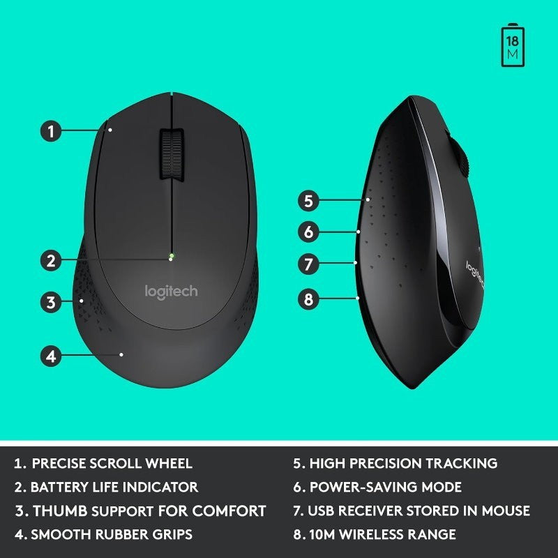 Logitech Comfort MK345 Wireless Keyboard and Mouse Plus H340 USB Headset Bundle