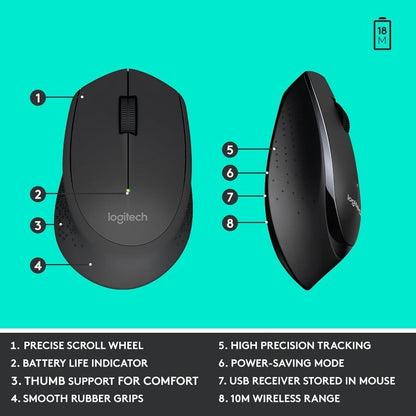 Logitech Comfort MK345 Wireless Keyboard and Mouse Plus H340 USB Headset Bundle