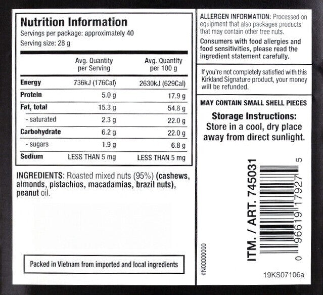 Fancy Premium Quality Unsalted Mixed Nuts Vegan Kids School Lunch Snack 1.13Kg