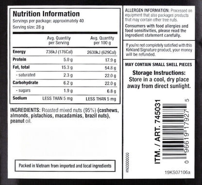 Fancy Premium Quality Unsalted Mixed Nuts Vegan Kids School Lunch Snack 1.13Kg