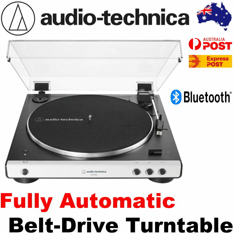 Audio Technica AT-LP60XBT-WH Wireless Fully Automatic Belt-Drive Turntable 33/45