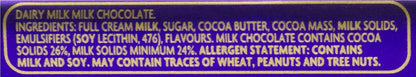48x 50g Cadbury Full Cream Cocoa Dairy Milk Chocolate Candy Bar Kids Sweet Treat