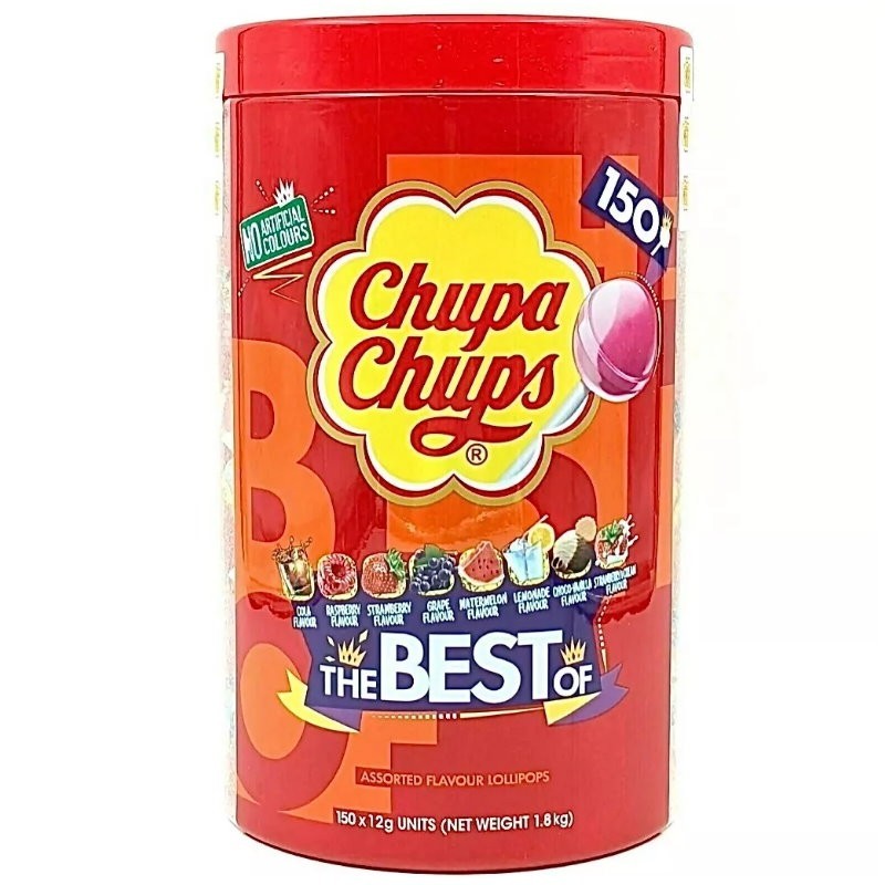 Chupa Chups 150-Pack 1.8kg The Best Of Assorted Flavour Lollipops 150 x 12g