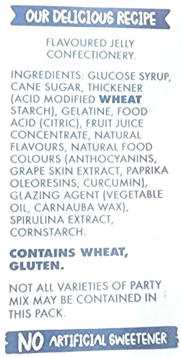 The Natural Confectionery Party Mix Chewy Gummy Candy Lollies Party Pack 1.5kg