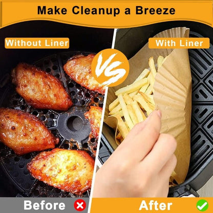 DATS Applaud Air Fryer Disposable Paper Liners Round, Oil & Water Proof, Baking