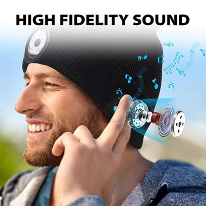 ZONSUSE 2-in-1 Winter Unisex Bluetooth Music Beanie Knitted Hat 6 LED Headlight