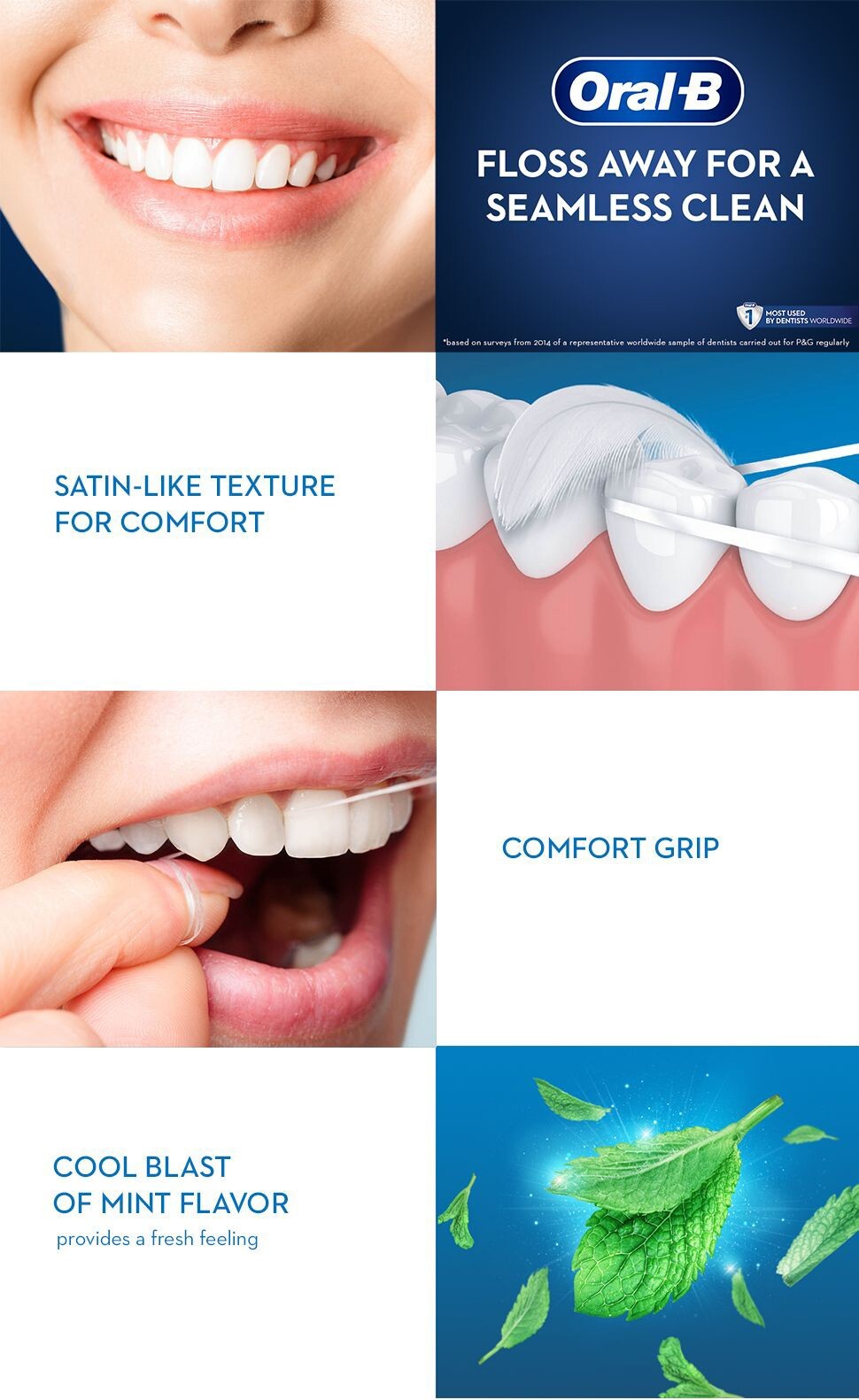 2 x25m Oral-B Satin Tape Dental Floss Mint Healthy Teeth Protection Fresh Breath